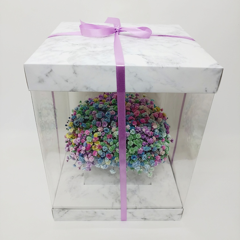 Изображение товара ЗЕФИРКО Радужная гипсофила в подарочной коробке Мрамор 1 шт.