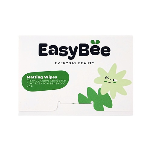 

EASYBEE Салфетки для лица BEATY DAY матирующие с экстрактом зеленого чая 50, Салфетки для лица BEATY DAY матирующие с экстрактом зеленого чая