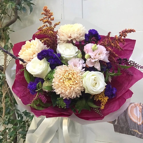 

ILE DE FLEURS Букет с хризантемой и розой. Винная осень, Букет с хризантемой и розой. Винная осень