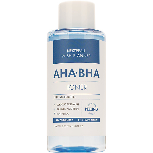 

NEXTBEAU Отшелушивающий пилинг-тонер с AHA/BHA кислотами для проблемной кожи Wish Planner 200, Отшелушивающий пилинг-тонер с AHA/BHA кислотами для проблемной кожи Wish Planner