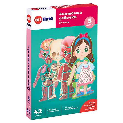 Настольная игра ON TIME 3Д обучающие пазлы для детей Анатомия девочки.