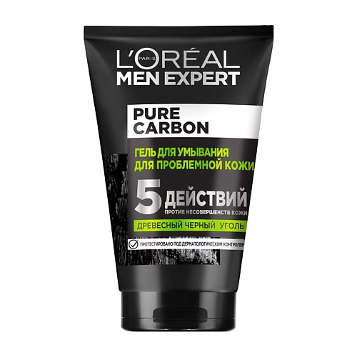 

L'ORÉAL PARIS Очищающий Гель для умывания Men Expert 5 действий против проблем кожи с черным углем 100, Очищающий Гель для умывания Men Expert 5 действий против проблем кожи с черным углем