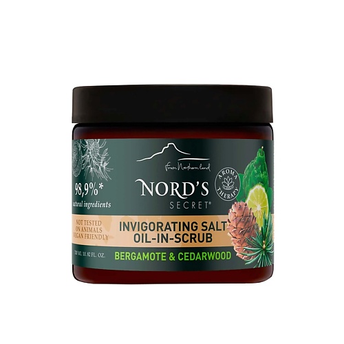 Скраб для тела NORD'S SECRET Скраб для тела соляной Тонизирующий бергамот и кедр Invigorating Salt Oil – in – Scrub Bergamote & Cedarwood