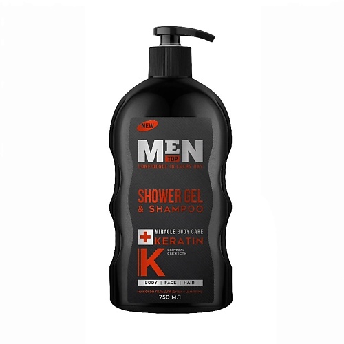 Гель для душа BIOPHARM TECHNOLOGY Мужской гель шампунь и гель для душа с кератином 2 в 1