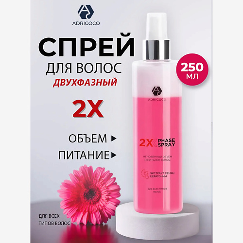 

ADRICOCO Двухфазный спрей для объема с экстрактом семян цератонии 250, Двухфазный спрей для объема с экстрактом семян цератонии