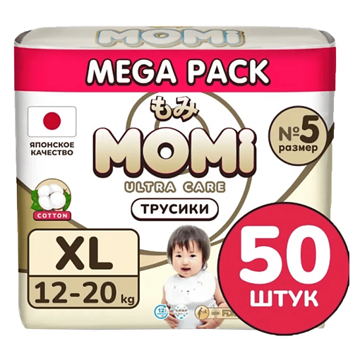 

MOMI Подгузники-трусики "Ultra Care" размер XL 12-20 кг mega pack упаковка, Подгузники-трусики "Ultra Care" размер XL 12-20 кг mega pack упаковка
