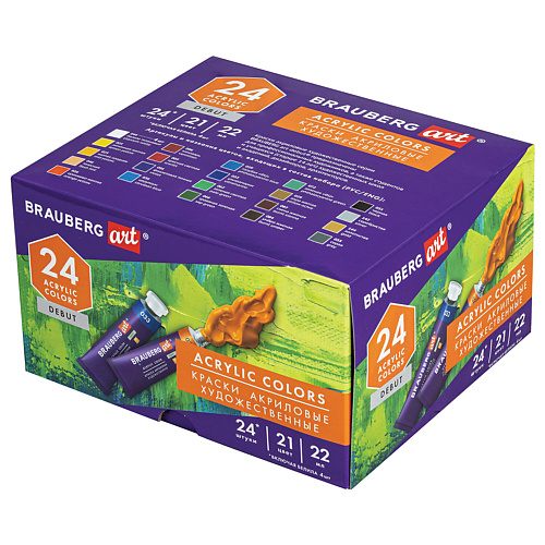 

BRAUBERG Краски акриловые художественные ART DEBUT в тюбиках, Краски акриловые художественные ART DEBUT в тюбиках