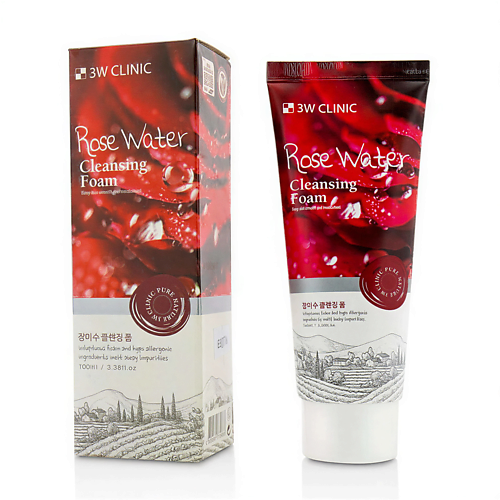 

3W CLINIC Пенка для умывания с розой, Rose Water Cleansing Foam 100, Пенка для умывания с розой, Rose Water Cleansing Foam