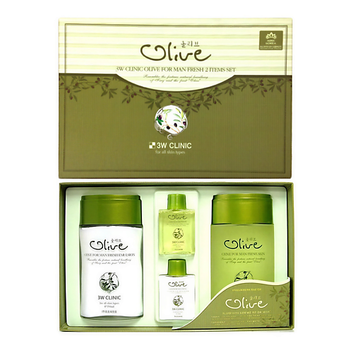 

3W CLINIC Набор освежающих средств для мужской кожи лица с оливой, OLIVE FOR MAN FRESH 2 ITEMS SET, Набор освежающих средств для мужской кожи лица с оливой, OLIVE FOR MAN FRESH 2 ITEMS SET