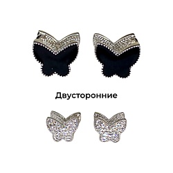 Серьги Бабочки crystal/jet