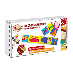 Настольная игра из дерева домино - половинки «Домашние и морские животные»