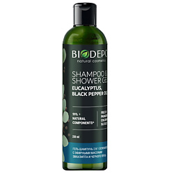 Гель-шампунь для душа с эфирными маслами эвкалипта и черного перца Eucalyptus And Black Pepper Essential Oils