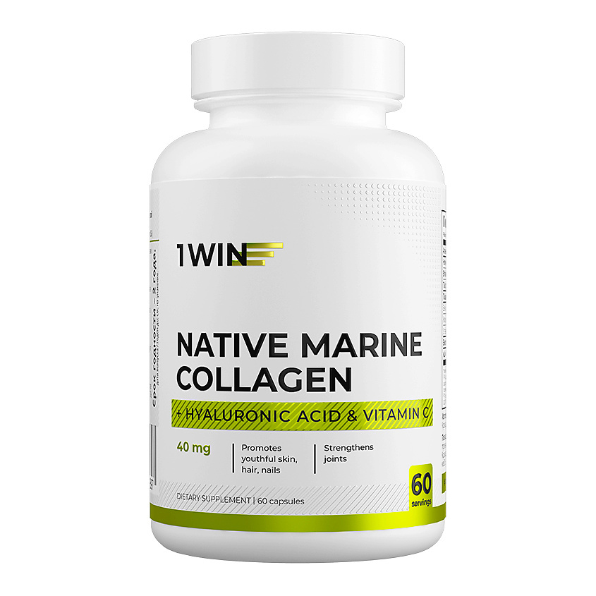Изображение товара 1WIN Нативный морской коллаген, гиалуроновая кислота и Витамин С Native Marine Collagen, 60 капсул