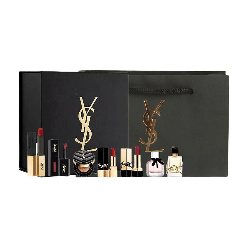 Изображение товара YVES SAINT LAURENT Подарочный набор Lipstick Makeup Matching Set, Помада №1966 + Помада NM+ Мини-кушон B20+ Помада №1971+ Mon Paris 7.5 мл + Libre 1.2 мл