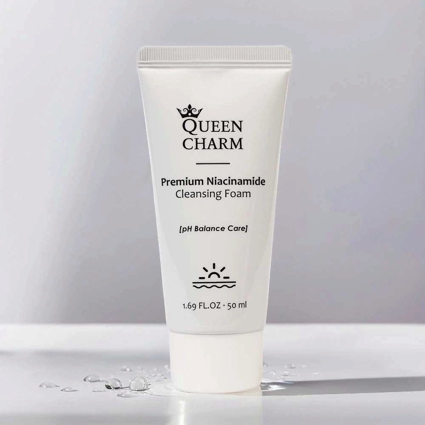 Изображение товара QUEEN CHARM Пенка для умывания с ниацинамидом, PREMIUM NIACINAMIDE CLEANSING FOAM, 50 мл