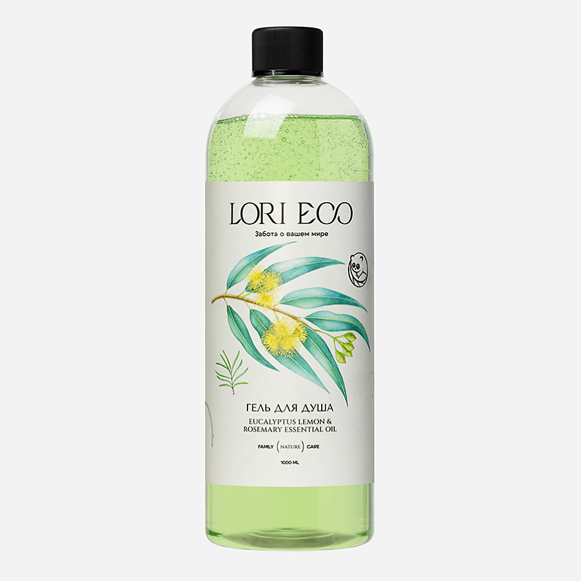 Изображение товара LORI ECO ЗАБОТА О ВАШЕМ МИРЕ Гель для душа с эфирным маслом Эвкалипт лимонный и Розмарин, 1000 мл