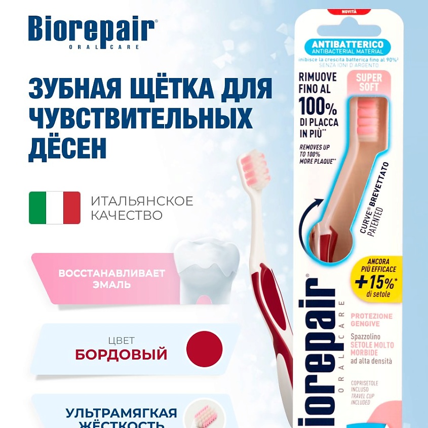 Изображение товара BIOREPAIR Зубная щетка ультра-мягкая CURVE Protezione Gengive для деликатной гигиены