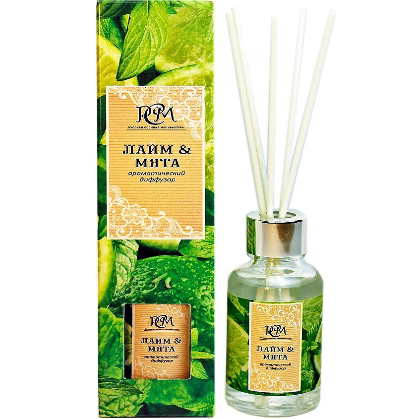 Изображение товара РУССКАЯ СВЕЧНАЯ МАНУФАКТУРА Арома диффузор ЛАЙМ и МЯТА, 1 шт.