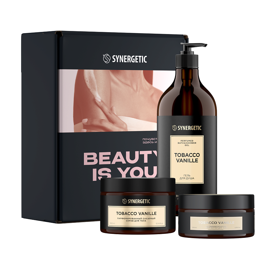 Изображение товара SYNERGETIC Парфюмированный набор для ухода за телом BEAUTY IS YOU с ароматом табак-ваниль, 1 шт. Изображение товара SYNERGETIC Парфюмированный набор для ухода за телом BEAUTY IS YOU с ароматом табак-ваниль, 1 шт.