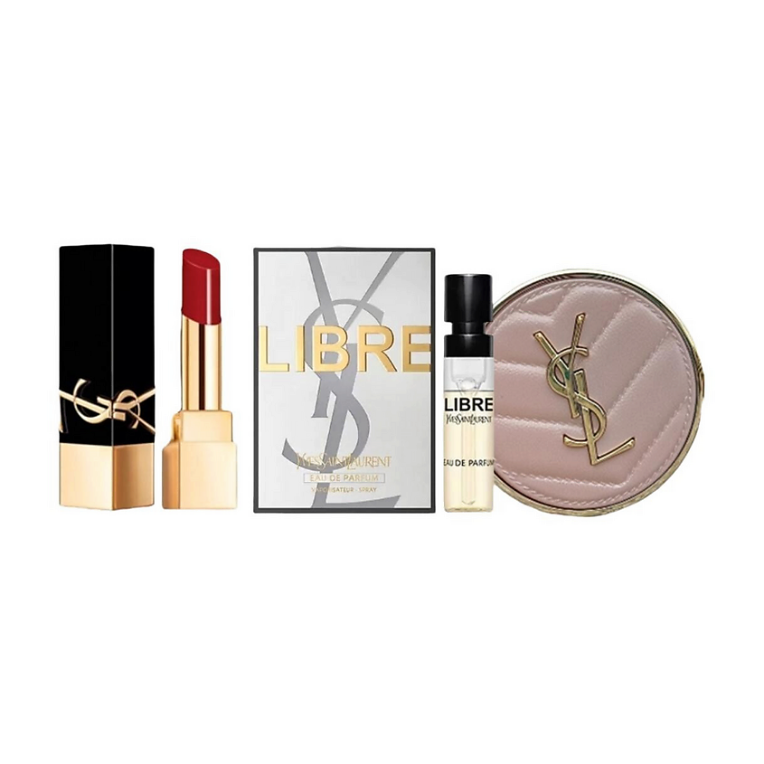 Изображение товара YVES SAINT LAURENT Набор миниатюр: Кушон + Помада + Пробник Libre, №1971+B10+ Libre 1.2 мл