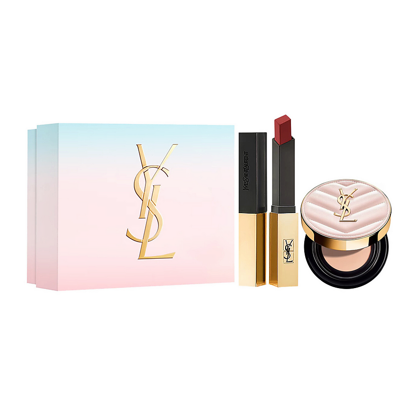 Изображение товара YVES SAINT LAURENT Кушон Touche Eclat Glow-Pact + Помада Rouge Pur Couture The Slim, Помада №1966 + Кушон №BR10