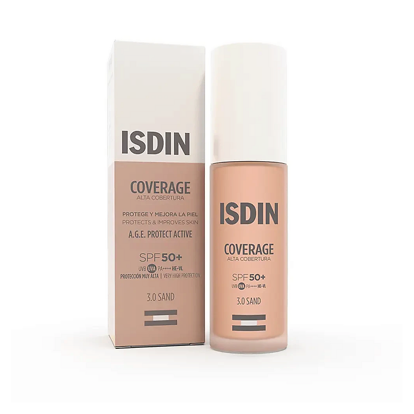 Изображение товара ISDIN Тональный крем с высокой степенью защиты Coverage SPF50+, 3.0-Sand