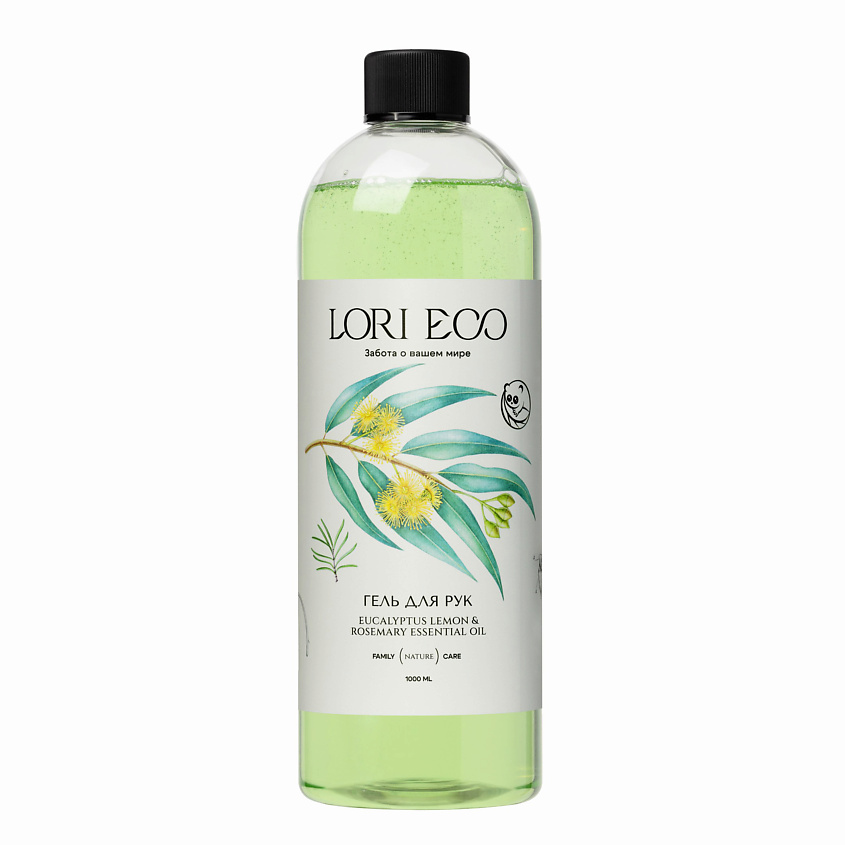 Изображение товара LORI ECO ЗАБОТА О ВАШЕМ МИРЕ Гель для рук с эфирным маслом Эвкалипт лимонный и Розмарин, 1000 мл