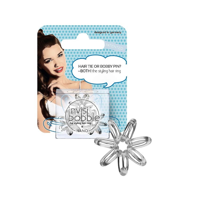 Изображение товара INVISIBOBBLE NANO Crystal Clear резинки для волос 3 шт. прозрачные для детей и взрослых