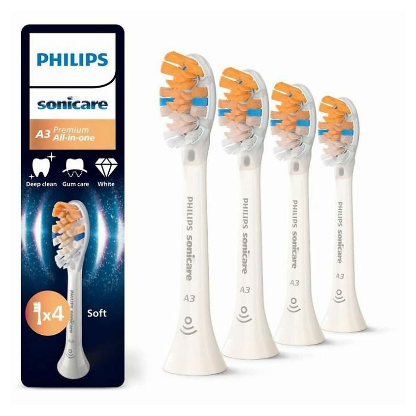 Изображение товара PHILIPS Насадки для зубной щётки Sonicare HX9094/87 A3 Premium All-in-One, 4 шт.
