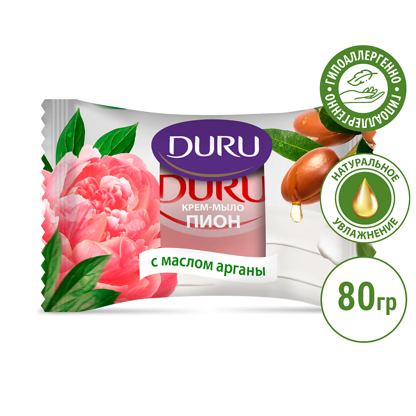 Изображение товара DURU Туалетное крем-мыло Пион с маслом арганы, 80 г