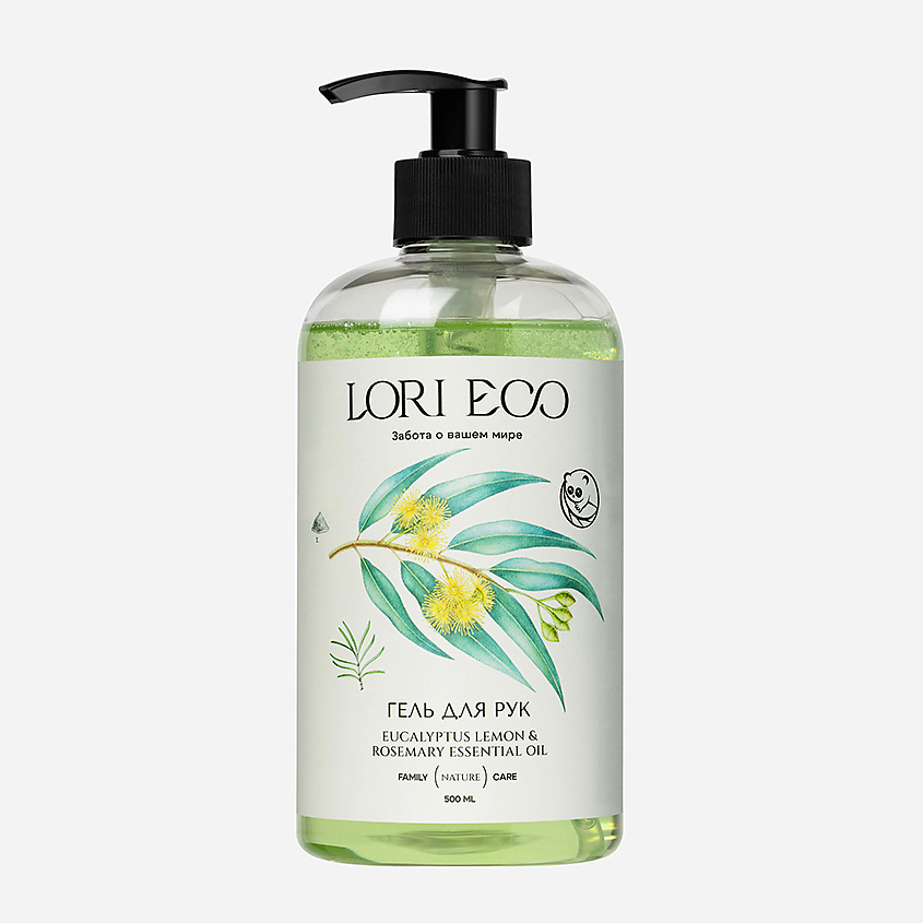 Изображение товара LORI ECO ЗАБОТА О ВАШЕМ МИРЕ Гель для рук с эфирным маслом Эвкалипт лимонный и Розмарин, 500 мл