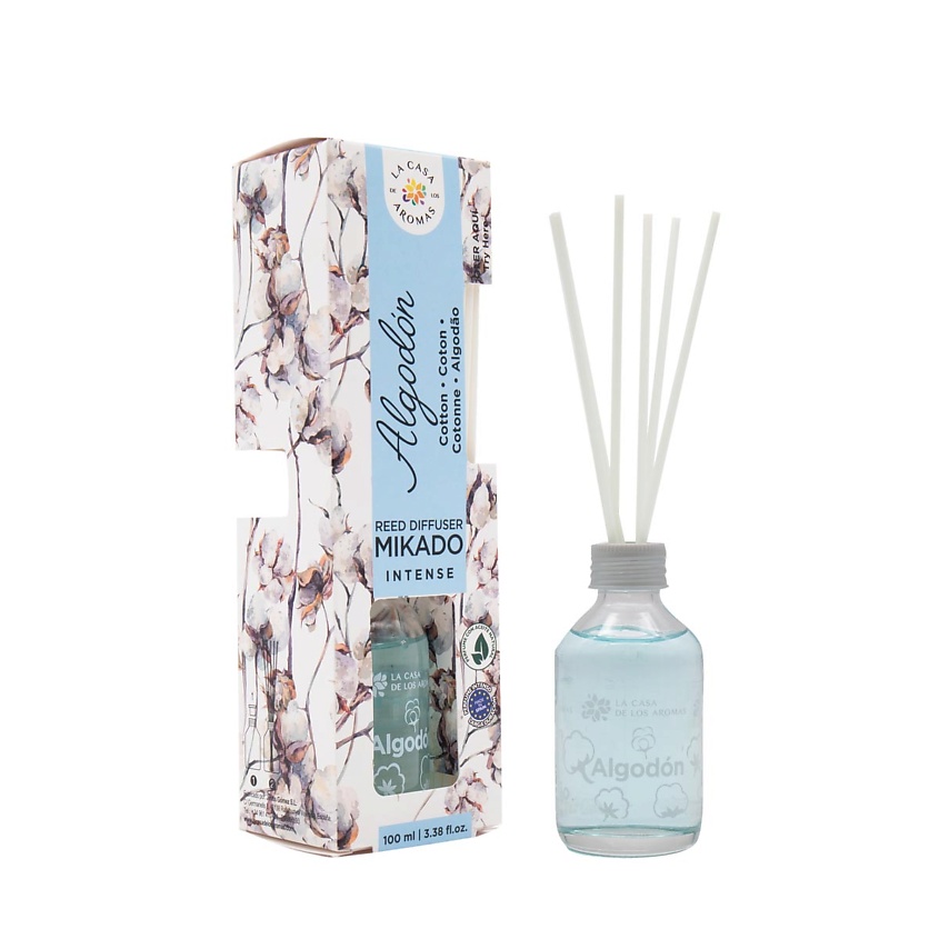 Изображение товара LА CASA DE LOS AROMAS Жидкий ароматизатор для воздуха с палочками MIKADO «Хлопок», 100 мл