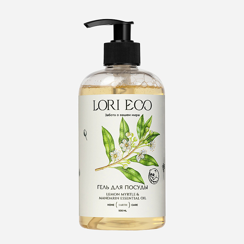 Изображение товара LORI ECO ЗАБОТА О ВАШЕМ МИРЕ Средство для мытья посуды с эфирным маслом Мандарин и Мирт, 500 мл