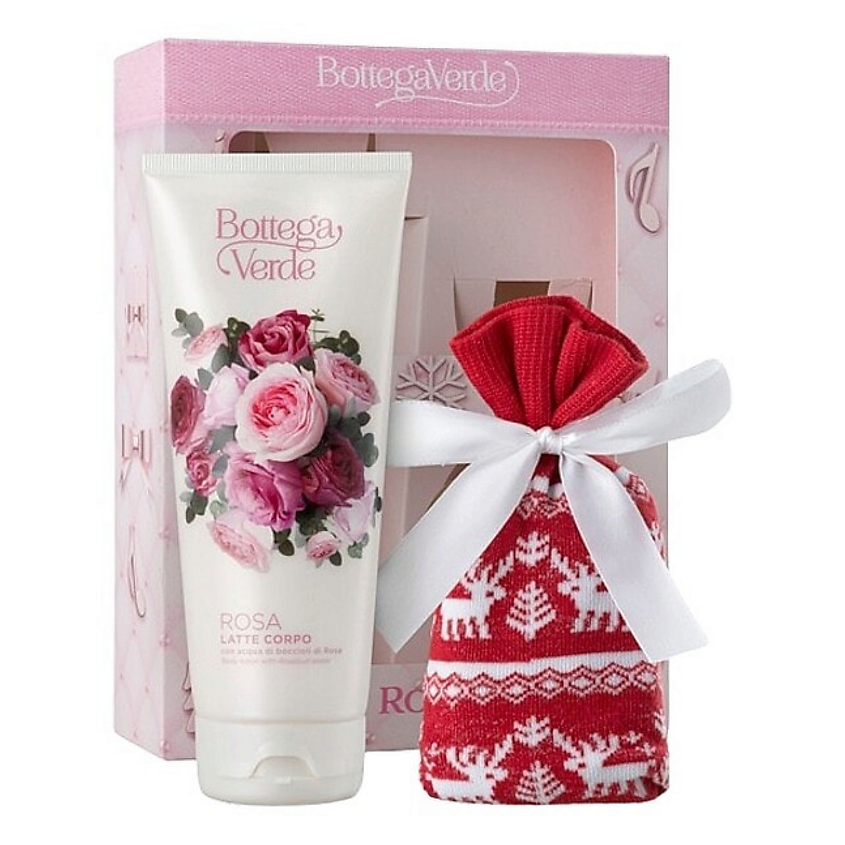 Изображение товара BOTTEGA VERDE Подарочный набор Rosa: Крем для тела + Рождественские носки, 200 мл + 2 шт.
