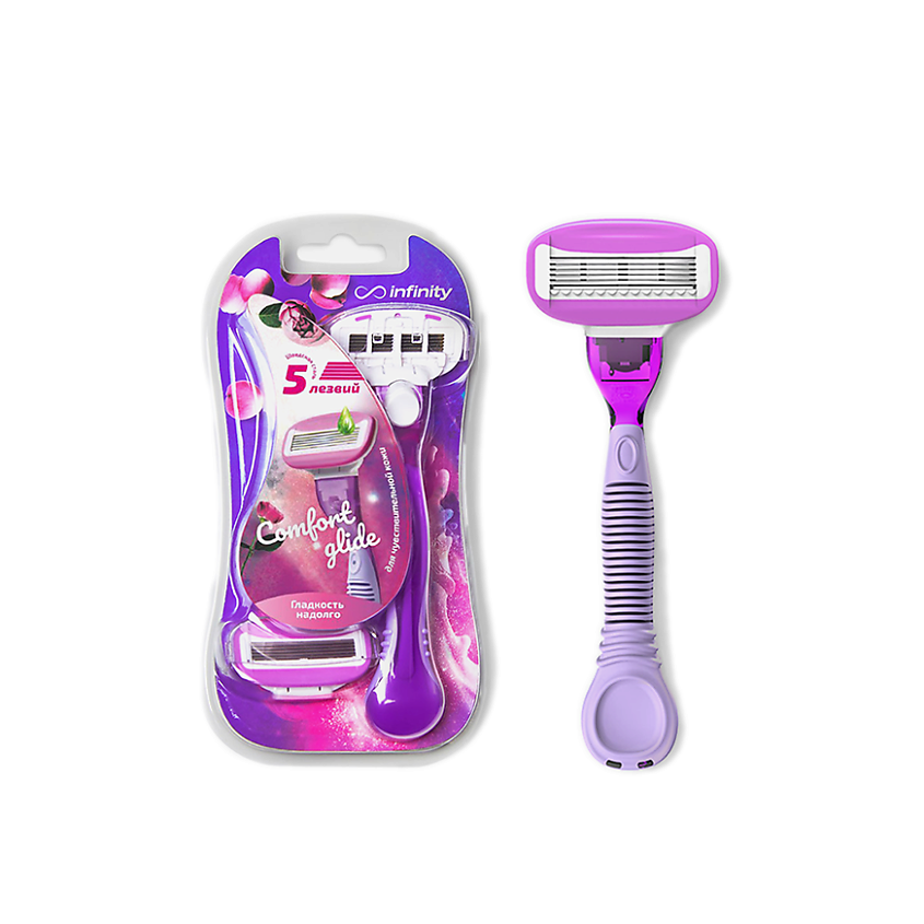 Изображение товара INFINITY Бритва женская ComfortGlide с 2 сменными кассетами Розовая