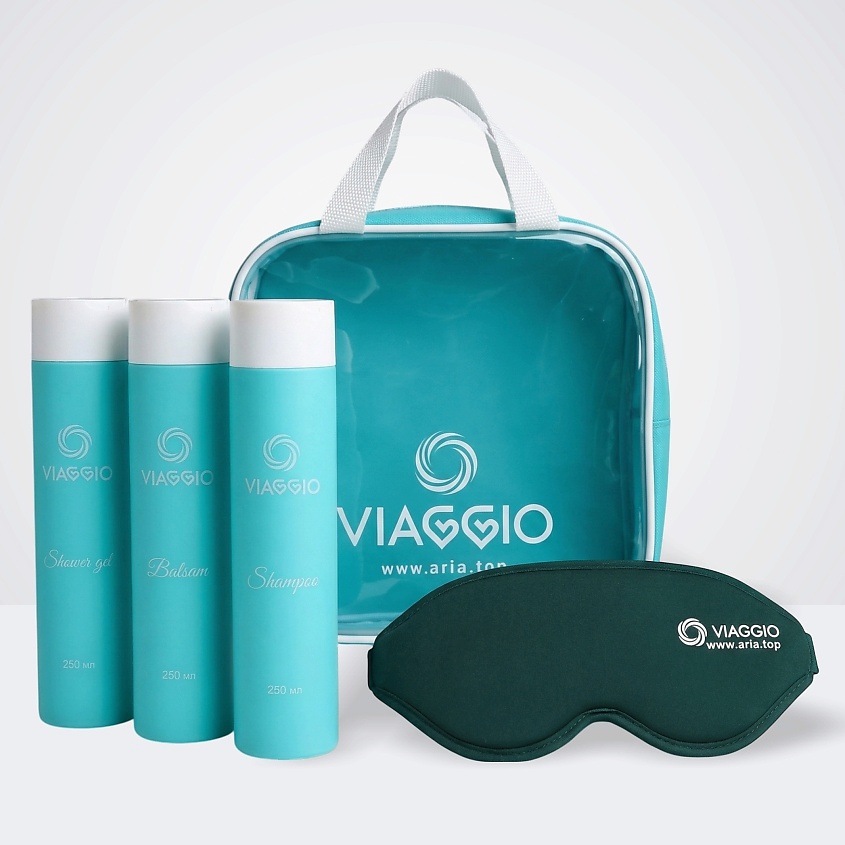 Изображение товара VIAGGIO Набор premium experience + ЗД маска для сна, 250 мл+250 мл+ 250мл+косметичка