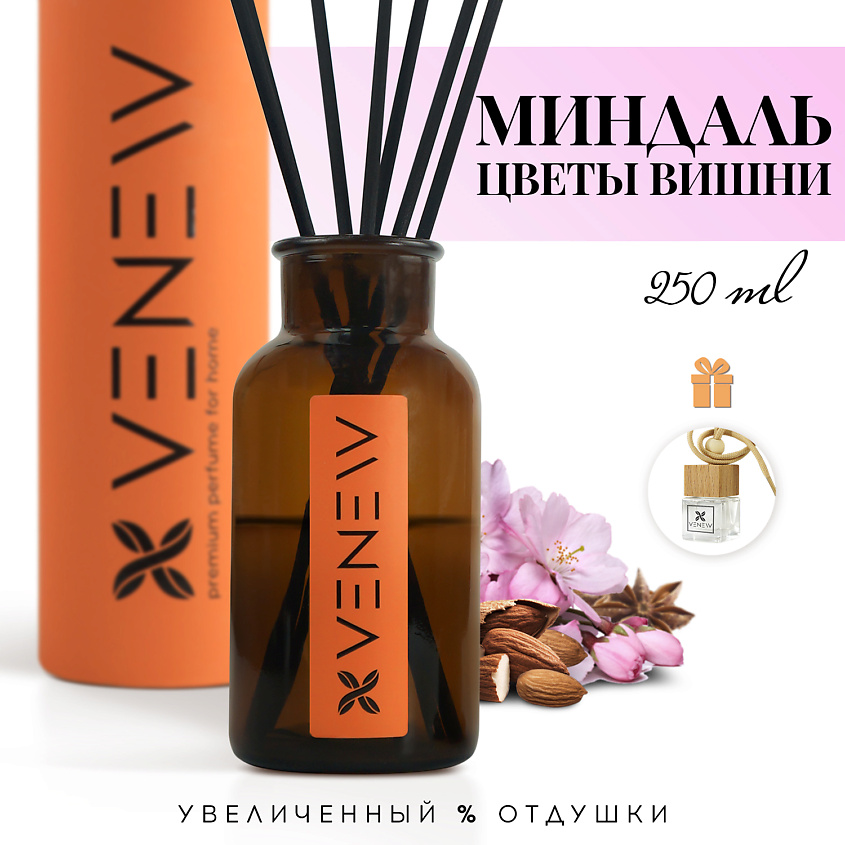 Изображение товара Диффузор ароматизатор для дома Миндаль и цветы вишни 250 мл VENEW