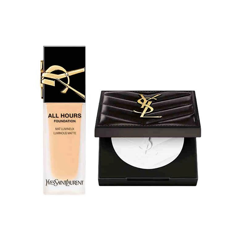 Изображение товара YVES SAINT LAURENT Тональный крем All Hours Foundation + Компактная пудра All Hours Hyper Finish, №LN4 + № Translucent