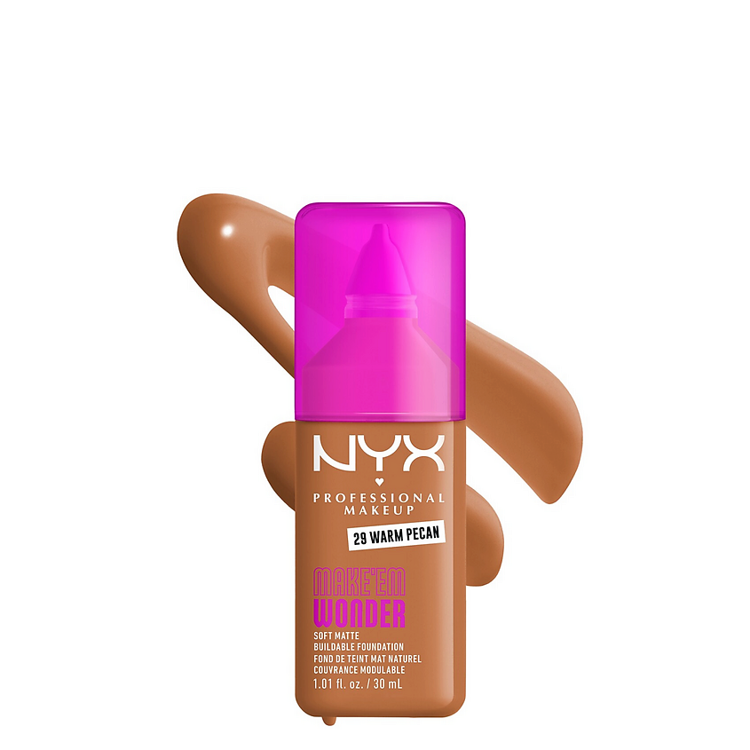 Изображение товара NYX Тональная основа Make 'EM Wonder, Warm Pecan, мягкий матирующий эффект