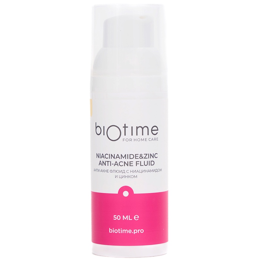 Изображение товара BIOTIME FOR HOME CARE Флюид для лица матирующий против акне и жирного блеска с ниацинамидом и цинком, 50 мл.