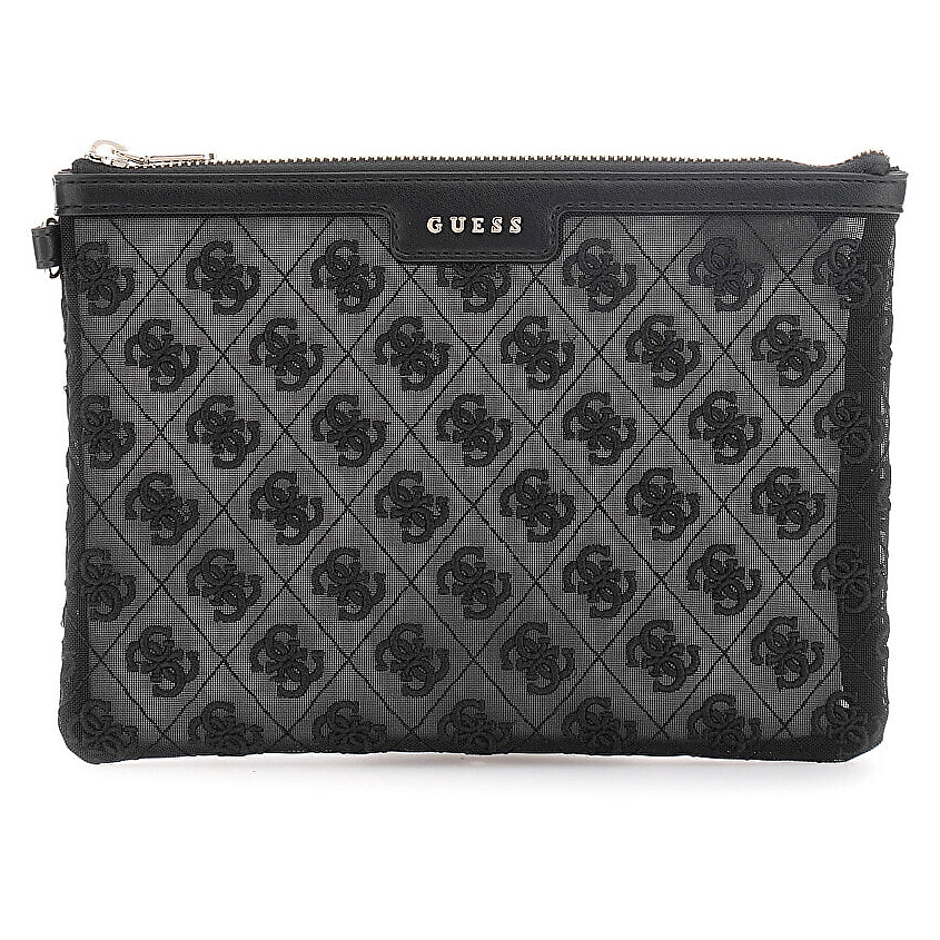 Изображение товара GUESS Косметичка Flat Top Zip Черная Женская практичная и стильная