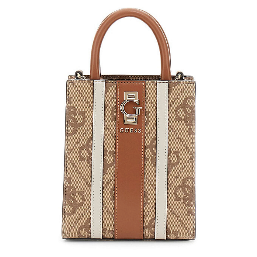 Изображение товара GUESS Сумка Erenia Mini Tote, Цвет: Коричневый, бежевый