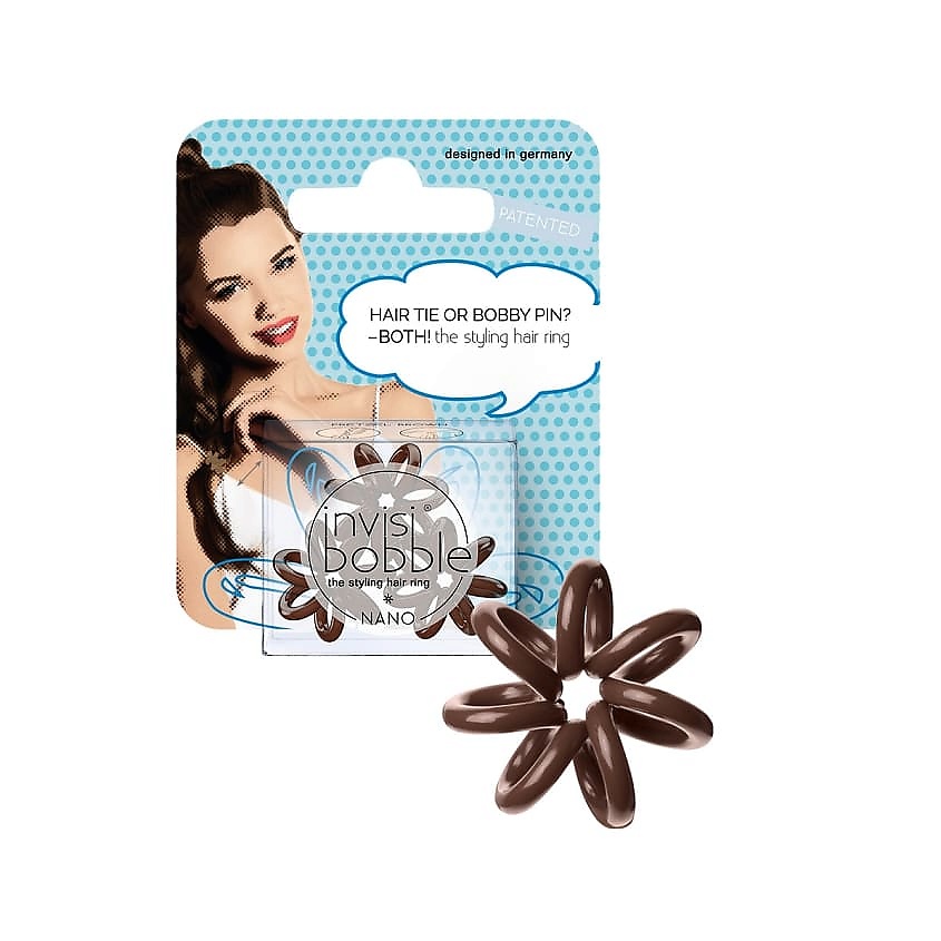 Изображение товара INVISIBOBBLE Резинка для волос NANO Pretzel Brown (с подвесом), 3 шт.