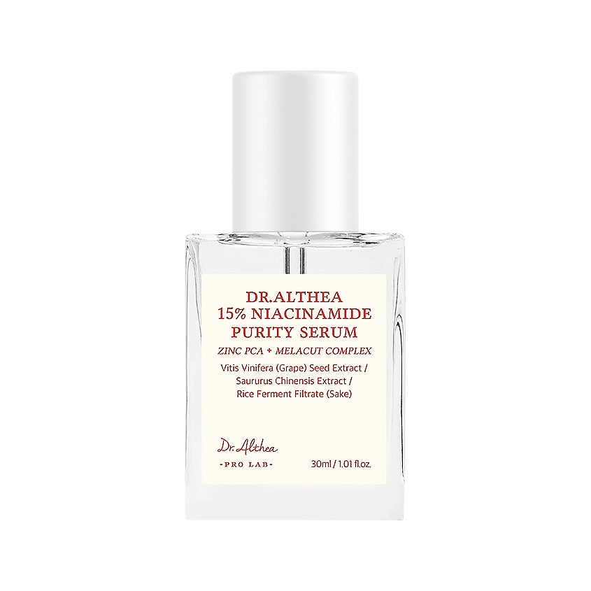 Изображение товара DR.ALTHEA Сыворотка для лица NIACINAMIDE PURITY 15% с ниацинамидом и цинком, 30 мл Изображение товара DR.ALTHEA Сыворотка для лица NIACINAMIDE PURITY 15% с ниацинамидом и цинком, 30 мл
