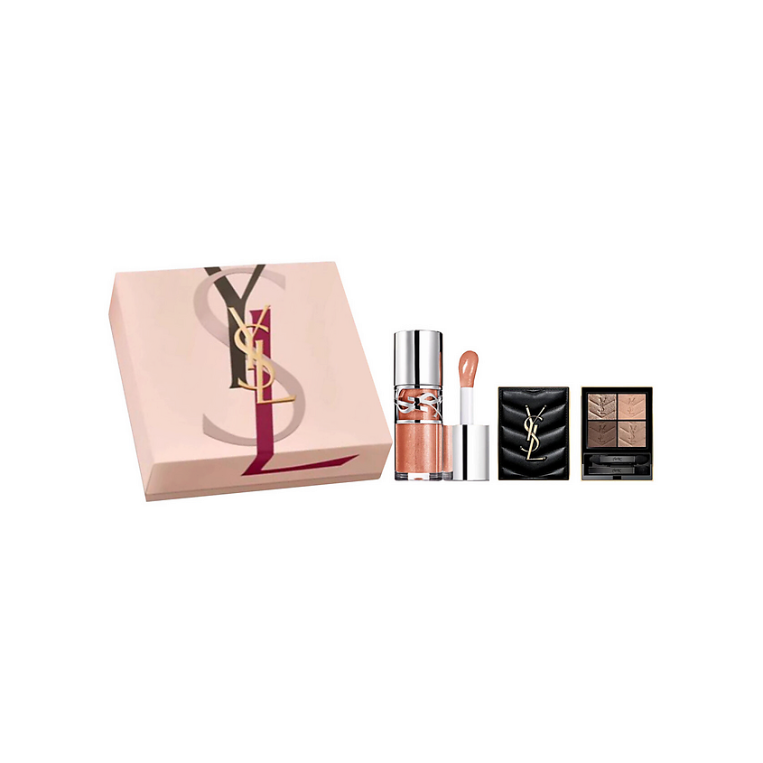 Изображение товара YVES SAINT LAURENT Палетка Couture Mini Clutch + Масло-блеск Loveshine Plumping Lip Oil Gloss, Палетка №100 + Блеск для губ № 05