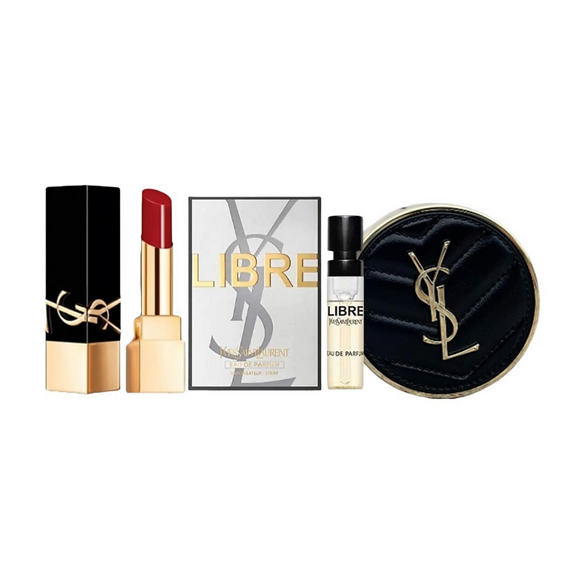 Изображение товара YVES SAINT LAURENT Набор миниатюр: Кушон + Помада + Пробник Libre, №1971+B20+ Libre 1.2 мл