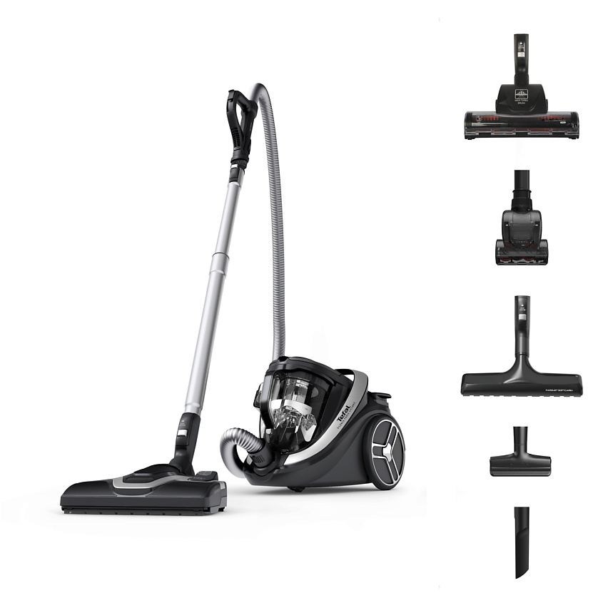 Изображение товара TEFAL Пылесос с контейнером Silence Force Cyclonic Effitech TW7976EA, 2.5 л, 6 насадок, 3 уровня фильтрации, турбо режим, 500 Вт
