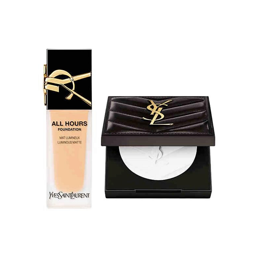 Изображение товара YVES SAINT LAURENT Тональный крем All Hours Foundation + Компактная пудра All Hours Hyper Finish, №LN1 + № Translucent