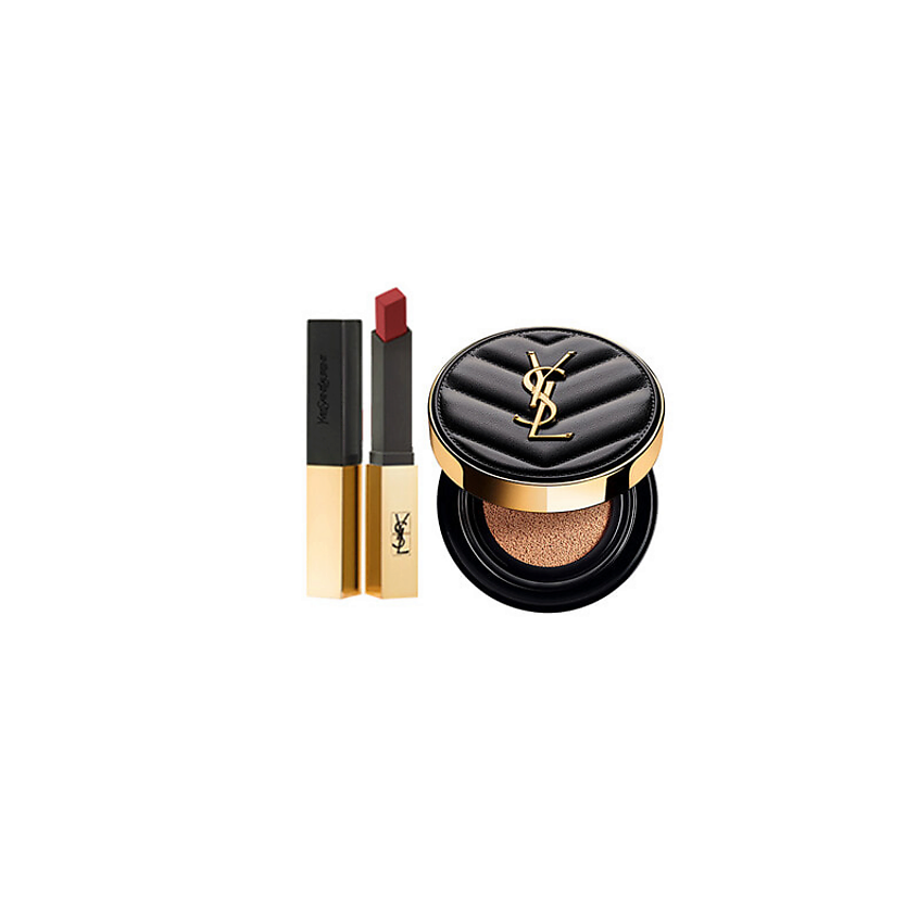 Изображение товара YVES SAINT LAURENT YSL Набор: Помада Rouge Pur Couture The Slim+ Мини-кушон Encre de Peau, Помада №1966 + Кушон №B20, 5г