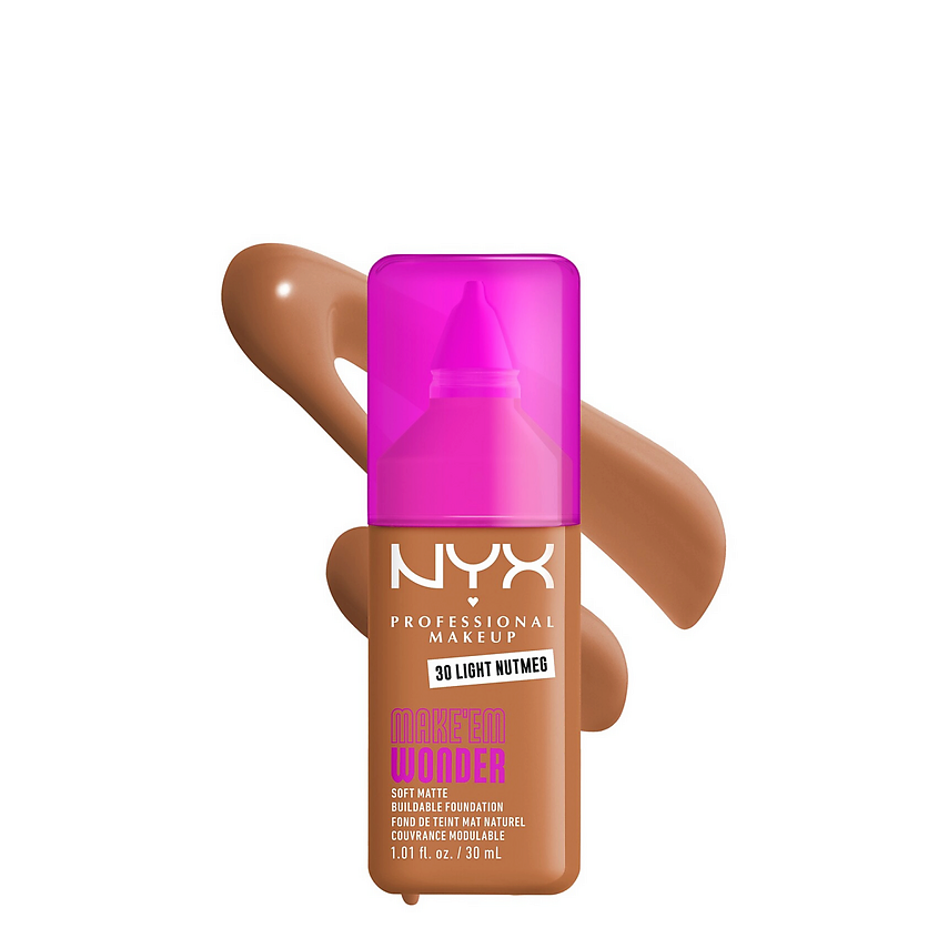 Изображение товара NYX PROFESSIONAL MAKEUP Тональная основа Make EM Wonder Light Nutmeg 30 мл мягкое матирование и сто